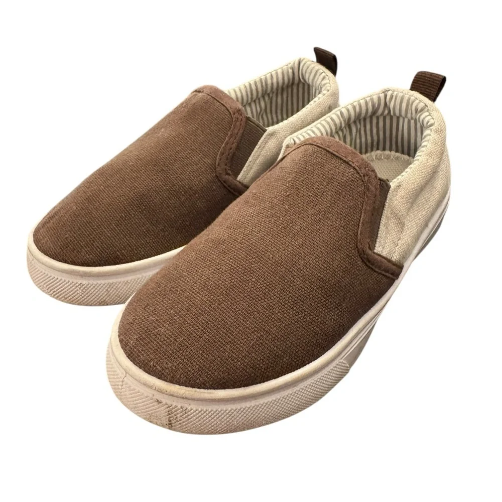 Okilol Kids Slip-On Brown Canvas Shoes size 9 - Picture 3 of 5